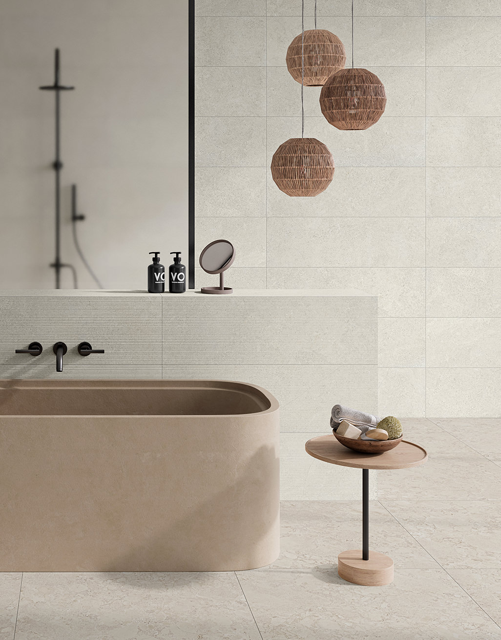 Tile - French Cream Stone Effect 10mm Matt Porcelain Floor Tile - 800x800x10mm