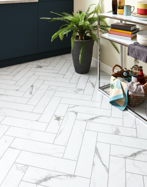Signature Herringbone - Glacial Marble