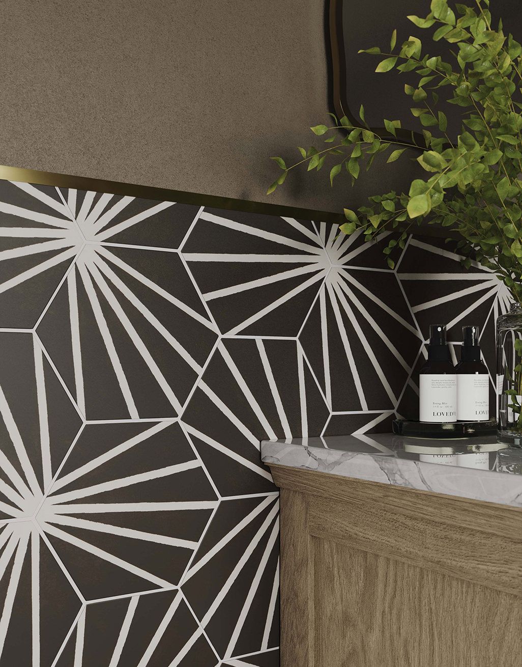 Sorelle Black Abstract Hex Tile 2