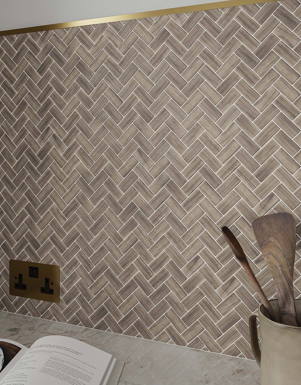 Thora Brown Herringbone Mosaic 2