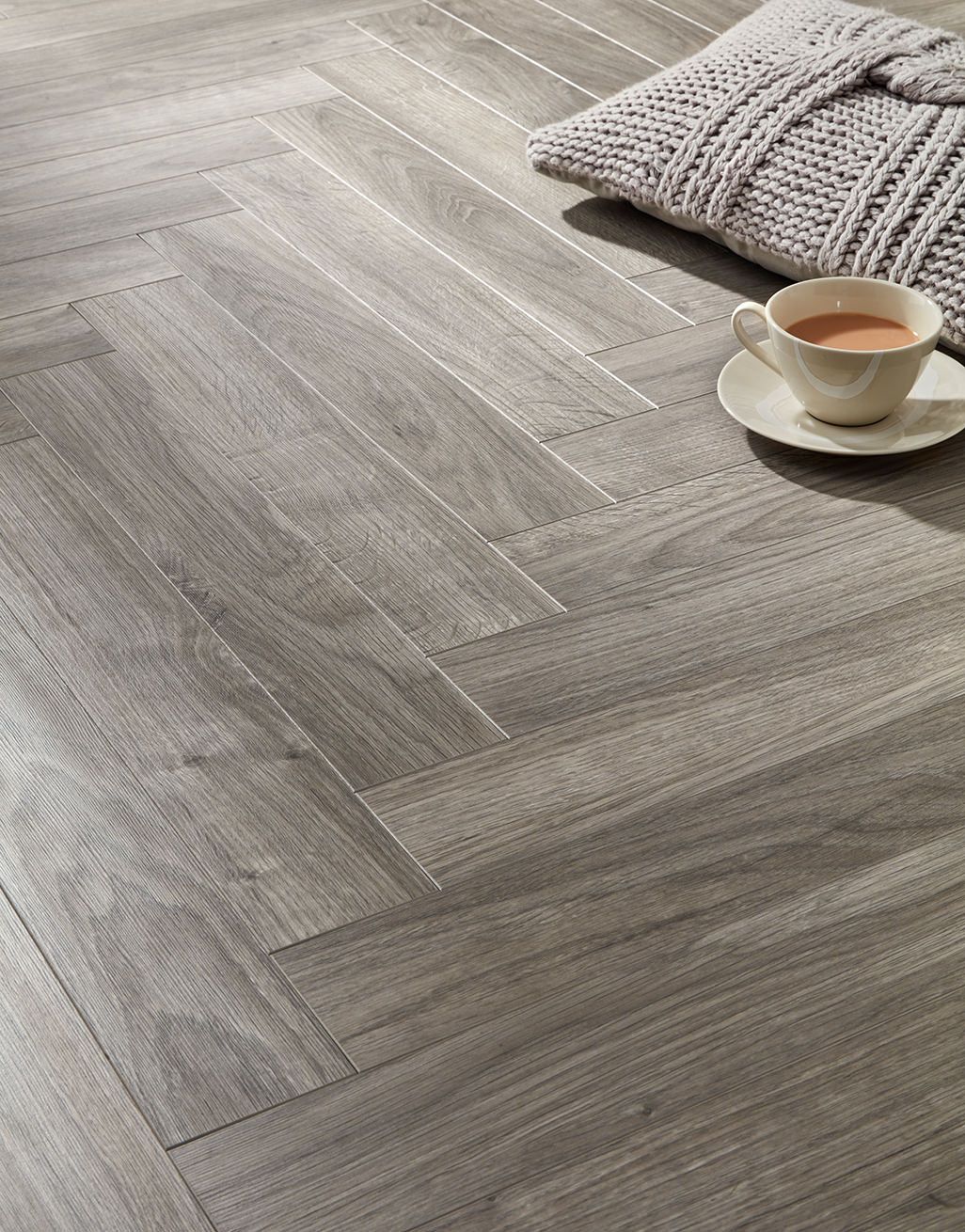 Vintage Chateau Herringbone - Light Grey Laminate Flooring 2