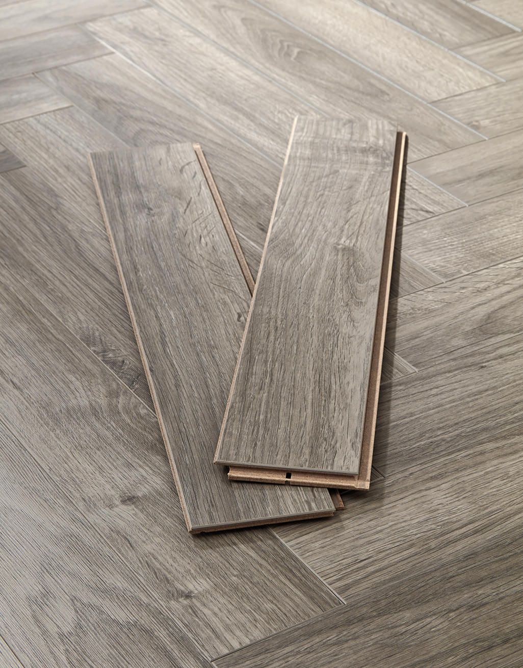 Vintage Chateau Herringbone - Light Grey Laminate Flooring 3