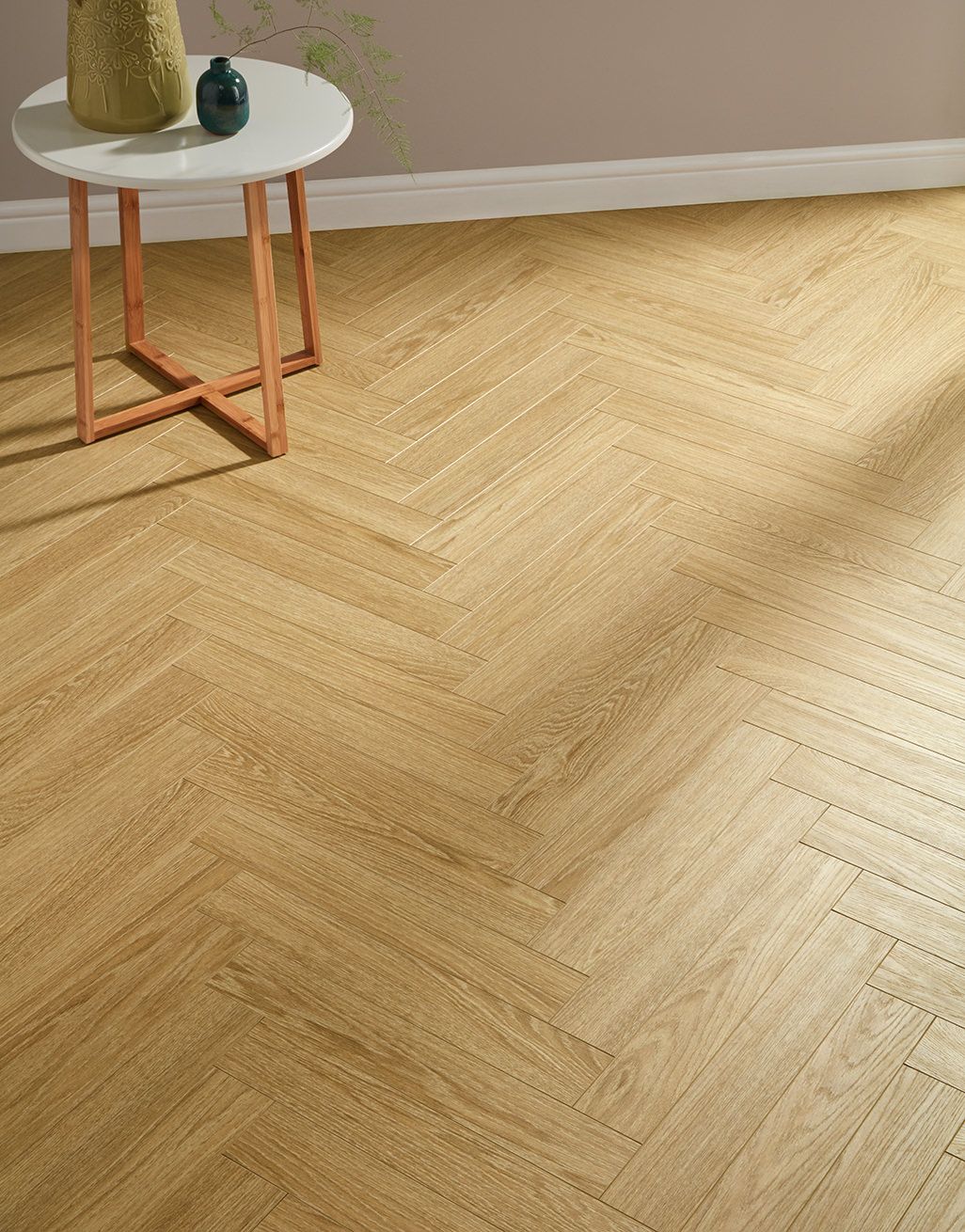 Vintage Chateau Herringbone - Light Almond Oak Laminate Flooring 1