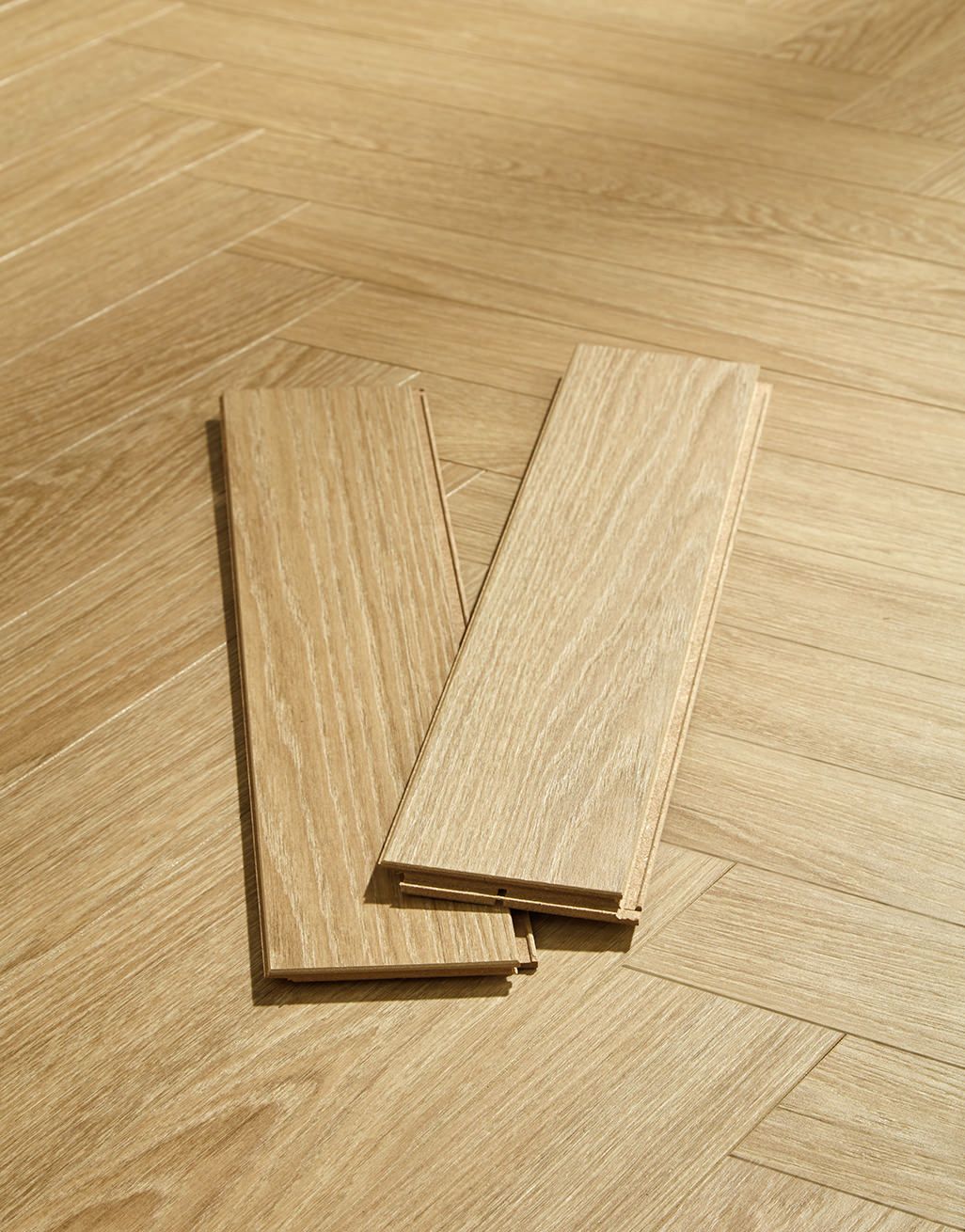Vintage Chateau Herringbone - Light Almond Oak Laminate Flooring 3