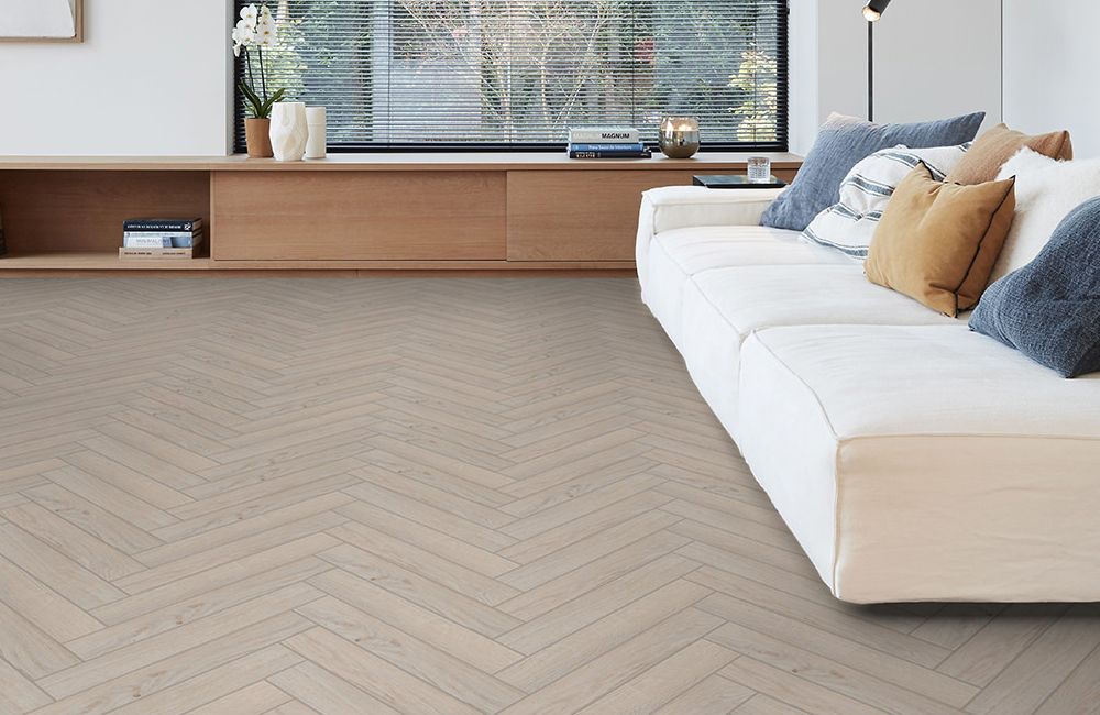 Prime Herringbone - Frosted Oak Laminate Flooring 1