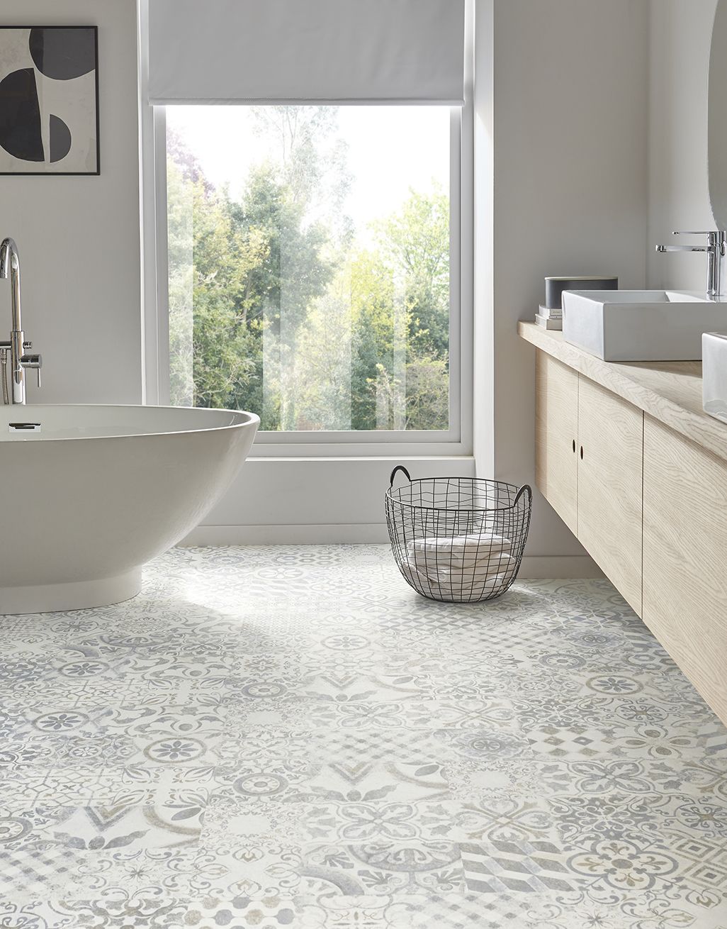 Valencia Tile - Retro Blue Grey Laminate Flooring 2