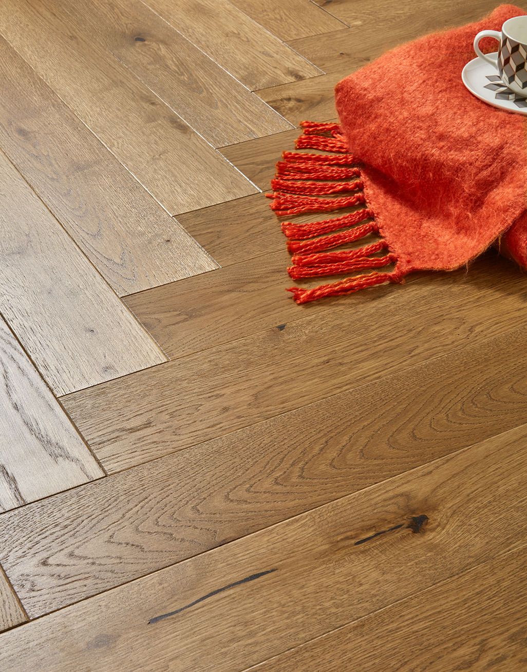 Bayswater Herringbone - Golden Oak Brushed & Lacquered Engineered Wood Flooring 2