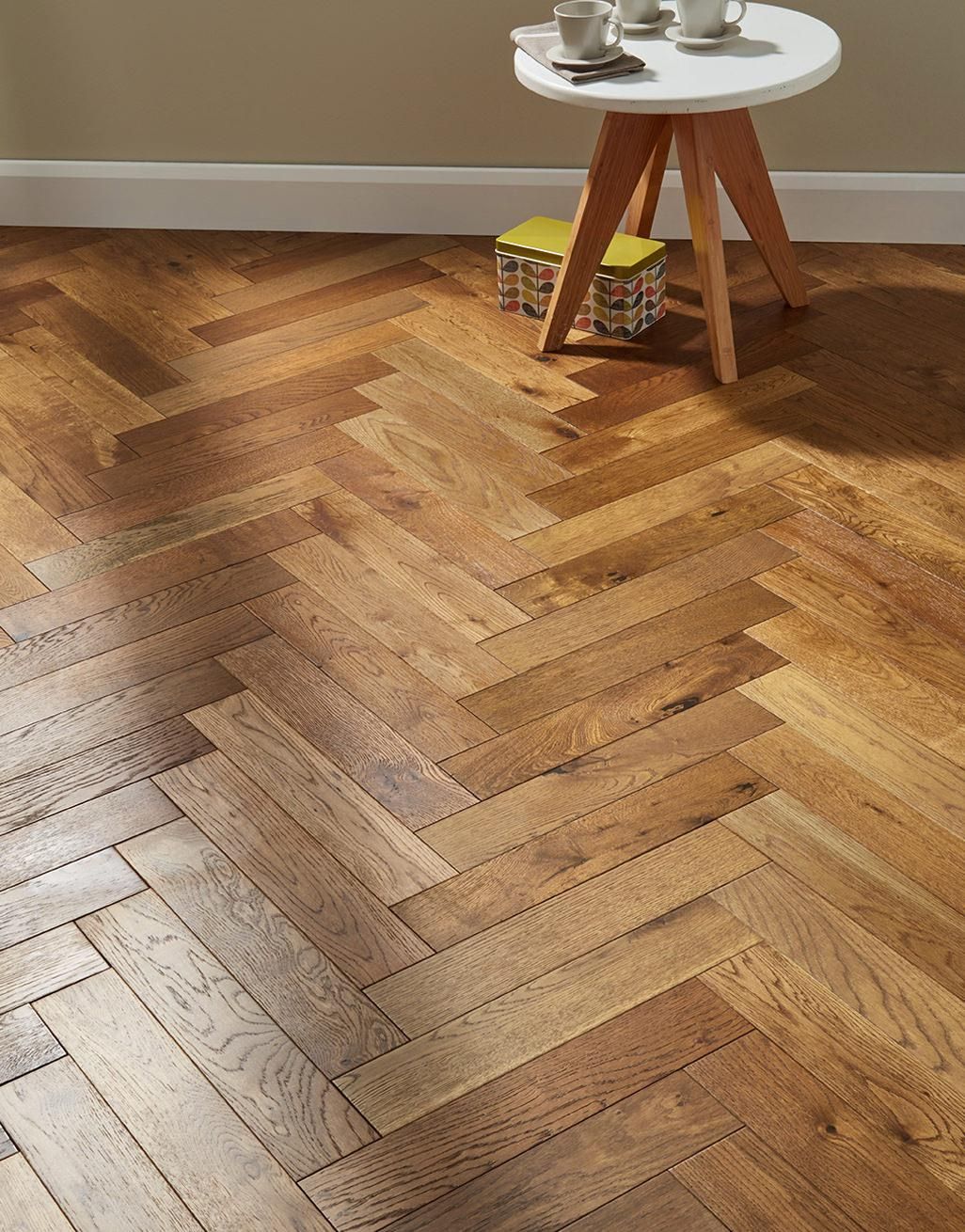 Oxford Herringbone Golden Smoked Oak Engineered Wood Flooring 1