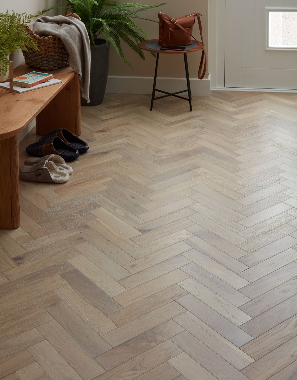 Artisan Herringbone Scandi Oak Brushed & Lacquered Engineered Wood Flooring 1