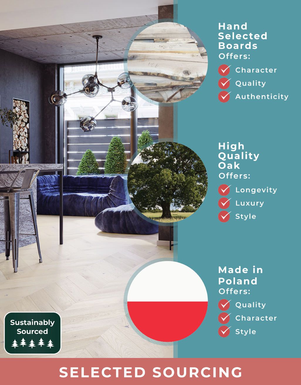 Chelsea Chevron - Cappuccino Oak Brushed & Lacquered Engineered Wood Flooring 6