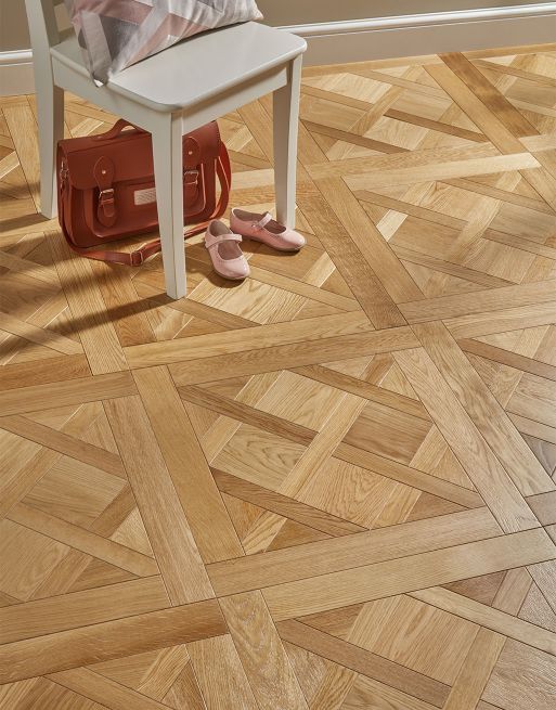 Avignon Natural Oak Lacquered Versailles Tile Engineered Wood Flooring