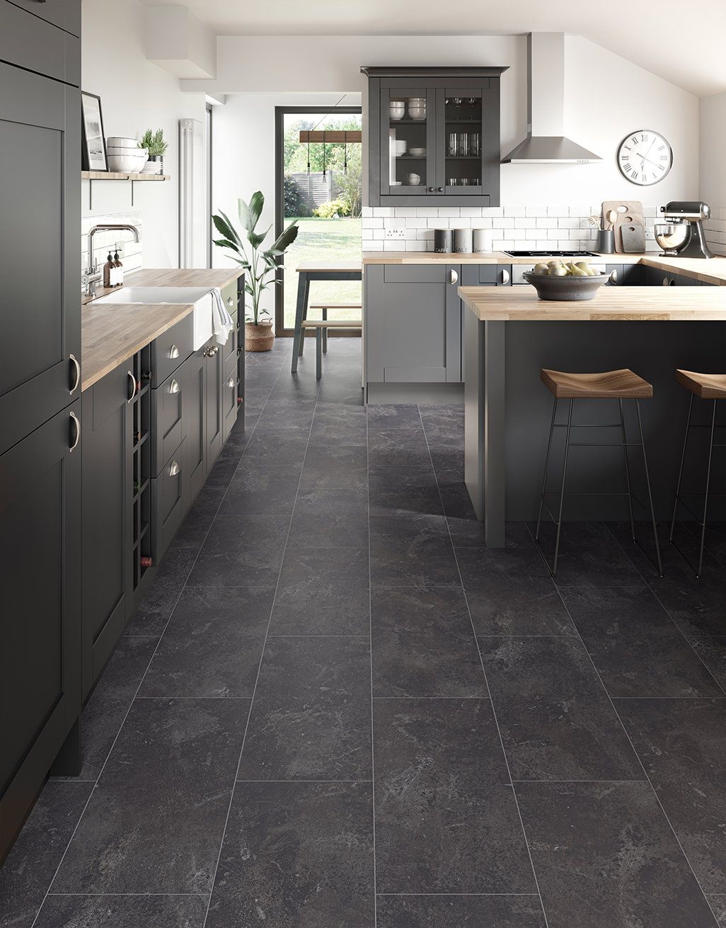 Verona Tile Black Slate Laminate, Flooring For Slate Grey Kitchen