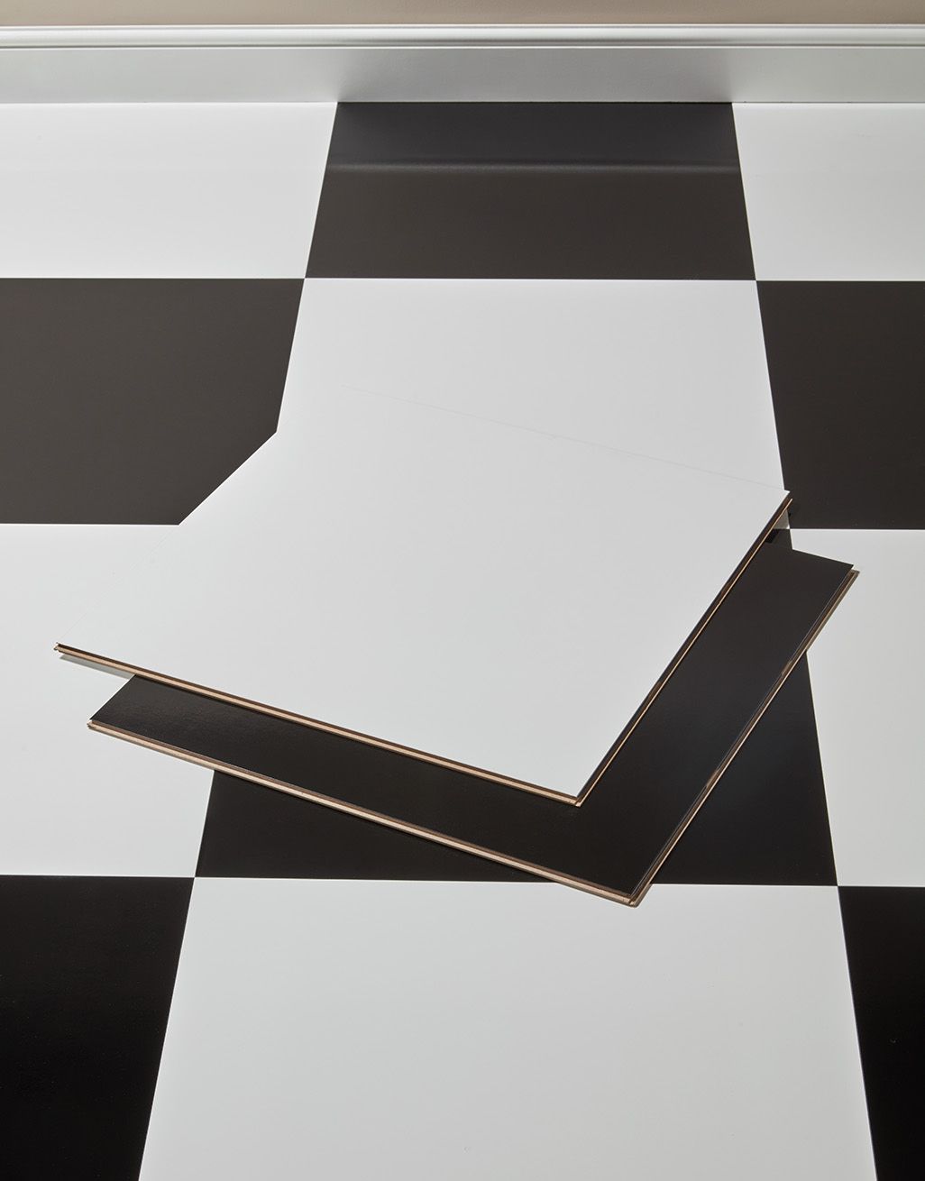 Swiss Krono Chequer Tile - Black High Gloss Laminate Flooring