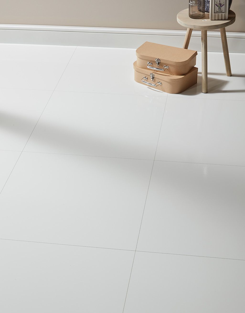 High Gloss Laminate Flooring, White Tile Effect Laminate Flooring