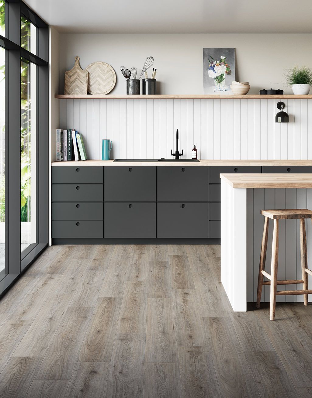 Loft Light Grey Laminate Flooring, Light Grey Laminate Flooring In Kitchen