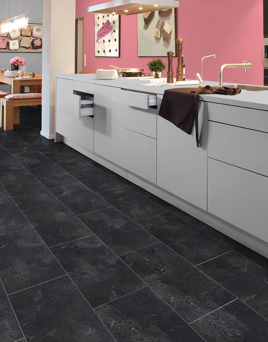 Verona Tile Black Slate Laminate, Black Wooden Laminate Flooring