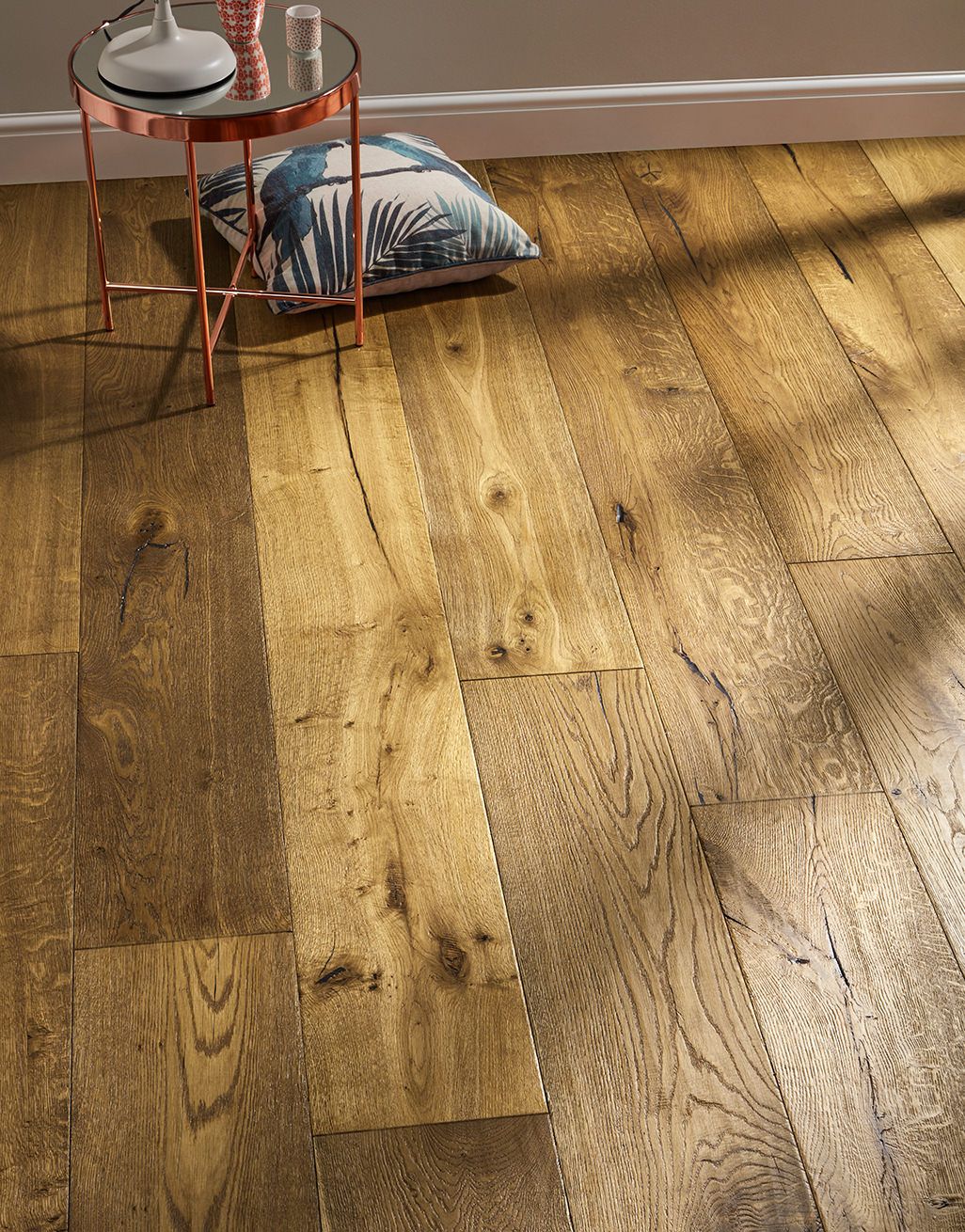 Kingswood Oak Distressed Brushed, Wide Engineered Oak Flooring Uk