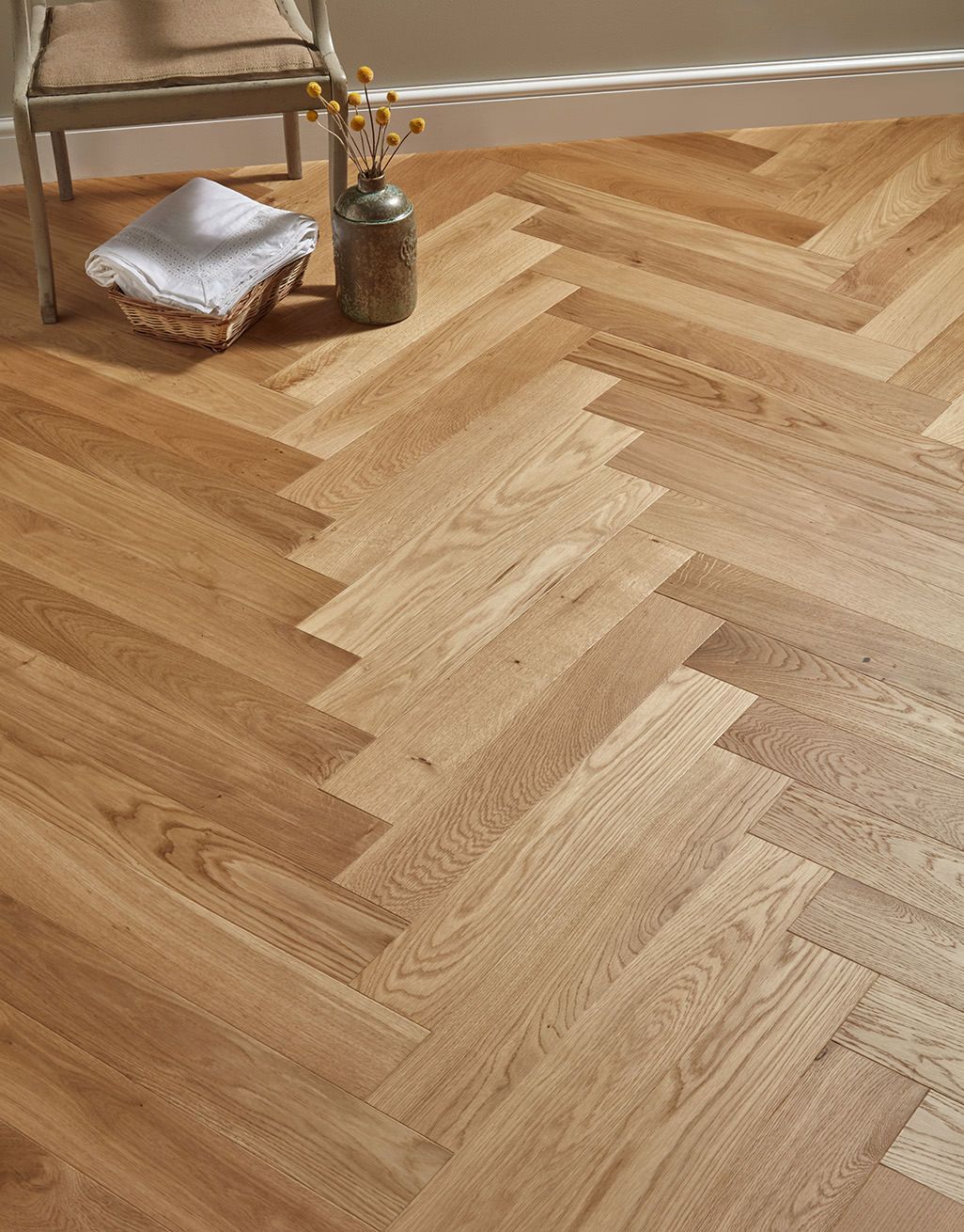 Bayswater Herringbone Natural Oak Brushed & Lacquered Engineered Wood Flooring Direct Wood