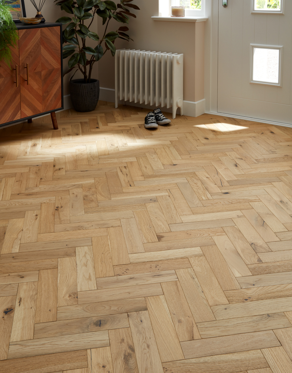 Artisan Herringbone Light Cotton Oak Brushed & Oiled Engineered Wood Flooring