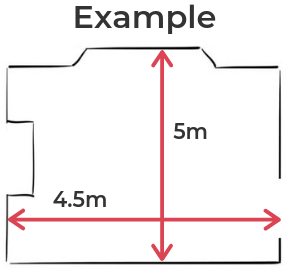 Room diagram for how to measure laminate flooring with example measurements