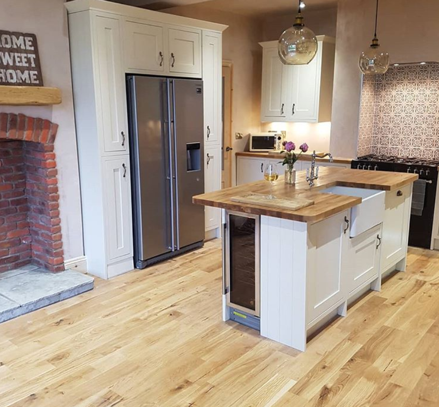 Engineered wooden floor in a kitchen
