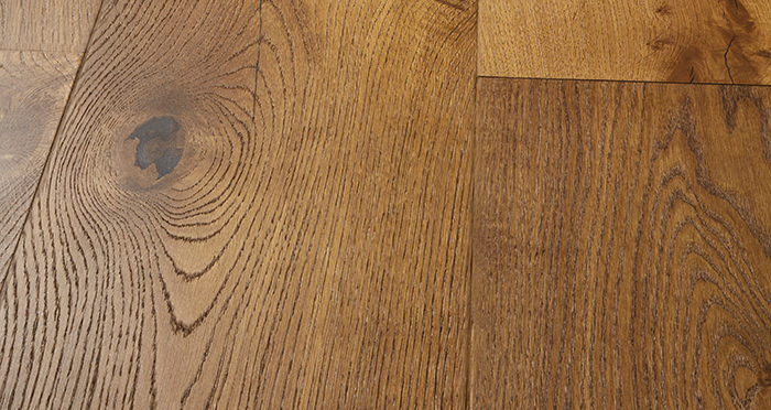 Mansion Golden Smoked Oak Brushed & Lacquered Engineered Wood Flooring - Descriptive 1