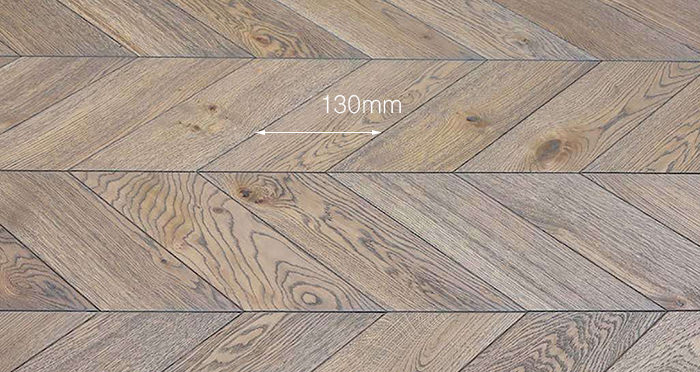 Brushed Grey Chevron Oak Solid Wood Flooring - Descriptive 2
