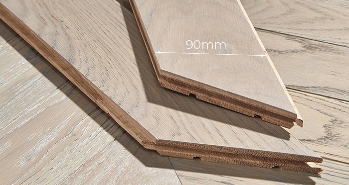 Park Avenue Chevron Silk Grey Oak Brushed & Oiled Solid Wood Flooring - Descriptive 3