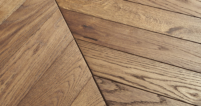 Park Avenue Chevron Georgian Oak Brushed & Oiled Solid Wood Flooring - Descriptive 1