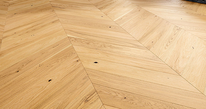 Chelsea Chevron - Natural Oak Brushed & Lacquered Engineered Wood Flooring - Descriptive 1