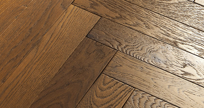 Oxford Herringbone Honeycomb Oak Brushed & Oiled Engineered Wood Flooring - Descriptive 1