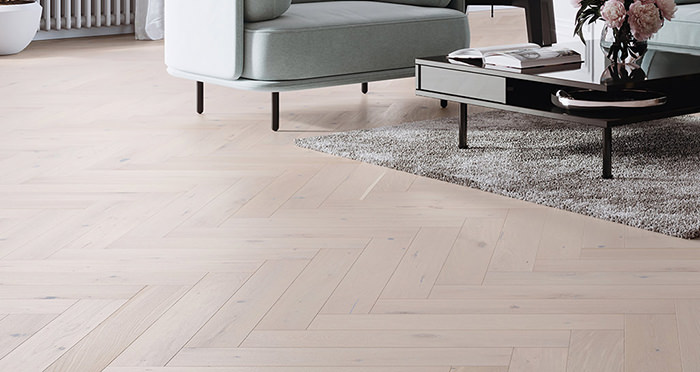 Bayswater Herringbone - Cappuccino Oak Brushed & Lacquered Engineered Wood Flooring - Descriptive 1