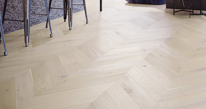 Chelsea Chevron - Cappuccino Oak Brushed & Lacquered Engineered Wood Flooring - Descriptive 1