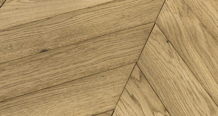 Cambridge Chevron Natural Oak Brushed & Oiled Engineered Wood Flooring - Descriptive 1