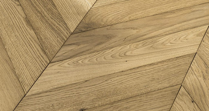 Cambridge Chevron Natural Oak Brushed & Oiled Engineered Wood Flooring - Descriptive 3